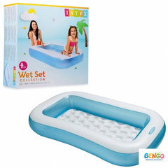 INTEX 65" x 39" x 11" Rectangular Inflatable Kiddie Pool Blue